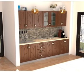 Bucatarie Zebra 2.6m MDF Cedru - frezare frunza
