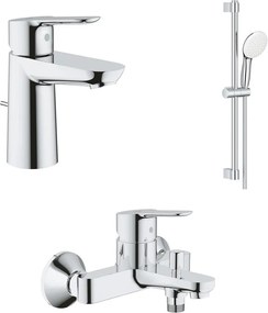 Set baterii lavoar cada Grohe BauEdge si dus cu bara Tempesta crom lucios