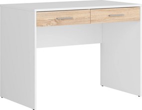 Birou Nepo Plus, alb/stejar, PAL laminat, 100x59x76 cm