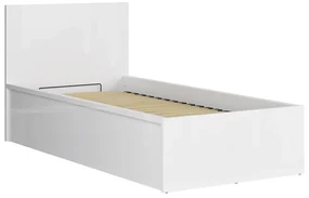 Pat de o persoană 90 cm Tetrix 15 (alb lucios) (cu somieră) (cu sp. depozitare). Promo -30%. 1098499