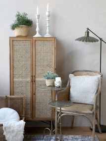 Scaun dining bej din rattan si rachita, cu aspect vintage Old French