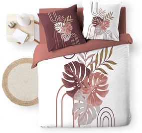 Lenjerie de pat albă-roz din bumbac pentru pat dublu, extinsă 240x220 cm Astria – douceur d'intérieur