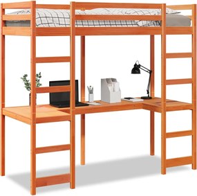 vidaXL Cadru pat supraetajat fără saltea maro 80x200 cm lemn masiv pin