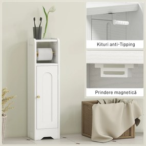 HOMCOM Dulap Compact pentru Baie cu Suport Hârtie Igienică - Alb | Aosom Romania