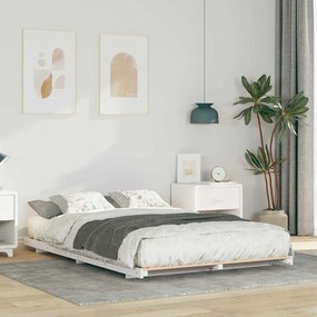 vidaXL Cadru de pat de podea Alb 140 x 190 cm Lemn masiv de pin