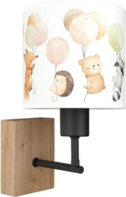 Brilagi - Lampă de perete BOBO WOOD 1xE27/25W/230V stejar/negru/alb/cu animale