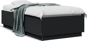 vidaXL Cadru de pat, negru, 90x190 cm, lemn prelucrat