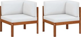 vidaXL Canapea de colț de grădină, 2 buc., cu perne, lemn de salcâm și frânghie