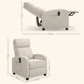 Fotolii recliner cu masaj 8 functii si 5 intensitati68x88x98cm, crem HOMCOM | Aosom RO