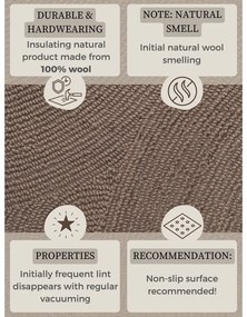 Covor taupe țesut manual rotund din lână ø 120 cm Eleni Taupe – Hanse Home