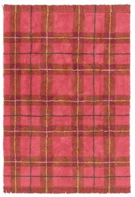 Covor roșu lavabil, țesut manual din bumbac 140x190 cm Tartan Vintage Red – Lorena Canals