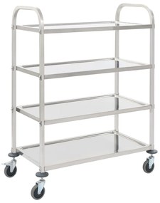 vidaXL Cărucior de bucătărie 4 niveluri 107x55x125 cm oțel inoxidabil