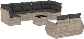 vidaXL Set canapele de grădină cu perne 10 piese gri deschis poliratan