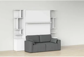 Set pat rabatabil dublu cu somiera inclusa, canapea cu 2 locuri si 2 biblioteci (50 cm) - royal small bookcase set (150x200)