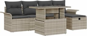 vidaXL Set de canapele pentru grădină 6 pcs Gri deschis Rattan poli