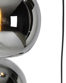 Lampă suspendată inteligentă neagră cu sticlă fumurie, inclusiv 4 Wifi A60 - Wallace