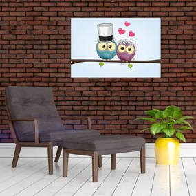 Tablou - Bufnițe îndrăgostite (90x60 cm)