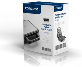 Concept SV3080 - Prăjitor FAMILY 3în1 1200W/230V negru/inox