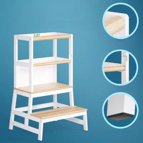 Turn de învățare PLAY din pin, 93x56x49, albă/natur maro Spielwerk