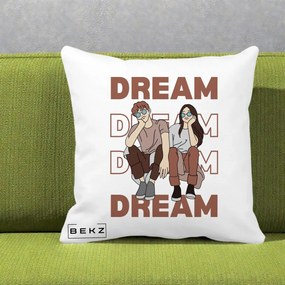 Perna Decorativa Dream Couple Aesthetic, 40x40 cm, Alba Mata, Husa Detasabila, Perna Inclusa, BEKZ®