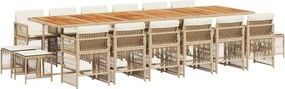 vidaXL Set mobilier de grădină cu perne, 17 piese, bej, poliratan
