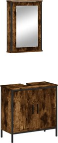 vidaXL Set mobilier de baie, 2 piese, stejar fumuriu, lemn prelucrat
