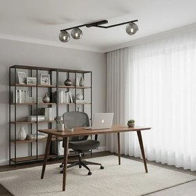 Plafonieră NATON, 3x E14, 10W, 230V, negru/fumuriu