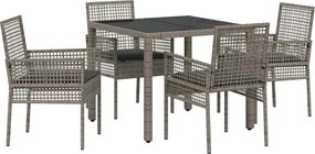 vidaXL Set de masă pentru grădină 5 pcs Gri poliratan