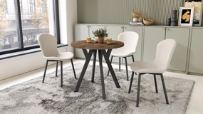 Mazzoni ALMO 80 Nuc Elegant/picioare negre - MASĂ ROTUNDĂ CU PICIOARE Y LOFT/INDUSTRIAL PENTRU BUCĂTĂRIE LIVING SAU SUFRAGERIE