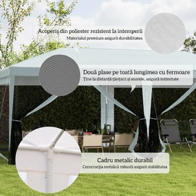 Outsunny  Cort de Exterior cu 6 Părți Laterale Detașabile, Cort pentru Petrecerie, Adăpost pentru Umbră pentru Evenimente, 584.6x295.6x256 cm, Alb.