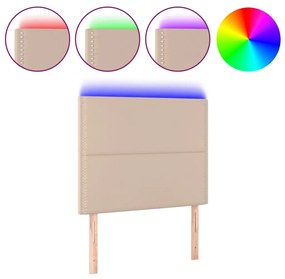 Tablie de pat cu LED, cappuccino, 100x5x118 128 cm, piele eco 1, Cappuccino, 100 x 5 x 118 128 cm
