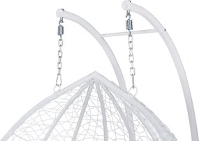 Fotoliu dublu suspendat, alb/model floral, DELIA