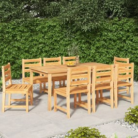3157190 vidaXL Set mobilier de grădină, 9 piese, lemn masiv de tec