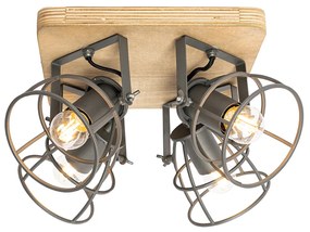 Spotlight industrial din lemn cu gri închis reglabil 4 lumini - Arthur