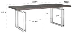 Masa dining maro argintie 200x100cm Tuxedo