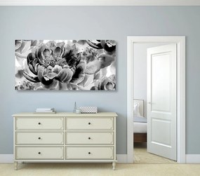 Tablou bujori în design alb-negru