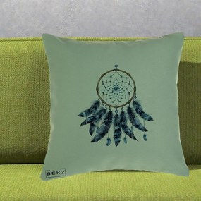 Perna Personalizata Prinzator de Vise cu Pene Albastre, 40x40 cm, Verde, Husa Detasabila, Perna Inclusa, BEKZ®
