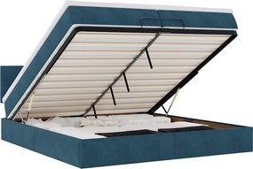 vidaXL Cadru de pat otoman cu saltea Albastru închis 200x200cm catifea