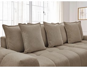 Colțar taupe extensibil/cu spațiu de depozitare cu tapițerie din chenille (cu colț pe partea dreaptă/cu șezlong) Everest – Bobochic Paris