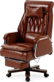 EXECUTIVE PRIME 8206B – Scaun directorial din piele naturala si lemn , Masaj in 9 puncte si Incalzire, rezistent 150 kg, Maro Inchis