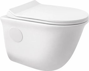 FRANKFURT || Vas toaletă suspendat, cu spălare adâncă, cu capac WC slim, ceramică, alb