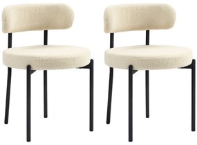 HOMCOM Set de 2 scaune de masă cu spătar din material textil și picioare din oțel 51 x 51 x 76 cm bej negru | Aosom Romania