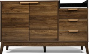 Comodă pentru living cu 3 sertare și dulap cu două uși, 120x40x77 cm, Culoare naturală