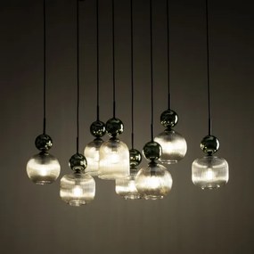 Candelabru pe cablu SOPHIA 8xE14/10W/230V negru/verde/bej fumuriu