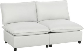 HOMCOM Canapea 2 locuri, 146 cm canapea modulară din piele ecologică cu șezut lat și adânc, perne groase, montaj ușor, Gri | Aosom Romania