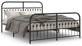 376620 vidaXL Cadru pat metalic cu tăblie de cap/picioare, negru, 150x200 cm