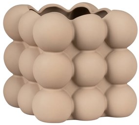 Vas de flori, ceramică, maro, 13,5x13,5x13 cm