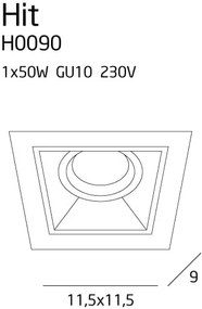 Spot incastrat negru Hit- H0090