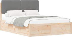 vidaXL Cadru de pat cu tăblie tapițată Gri deschis 160 x 200 cm