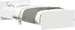 vidaXL Cadru de pat mic single, alb, 75x190 cm, lemn prelucrat